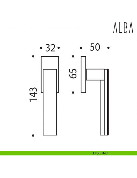 Maniglia per finestra martellina DK Alba Colombo Design disegno