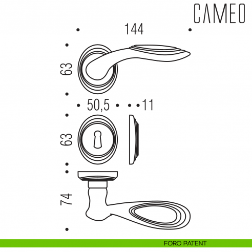 Maniglia per porta Cameo Colombo Design foro patent