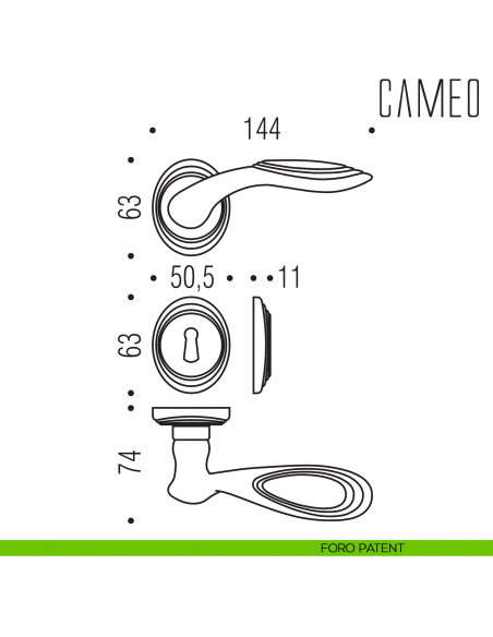 Maniglia per porta Cameo Colombo Design foro patent