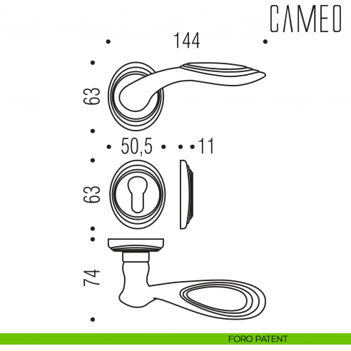 Maniglia per porta Cameo Colombo Design foro yale