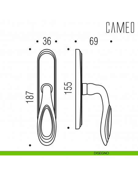 Maniglia per finestra cremonese Cameo Colombo Design disegno