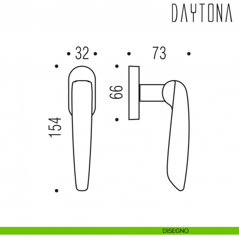 Maniglia per finestra martellina DK Daytona Colombo Design disegno