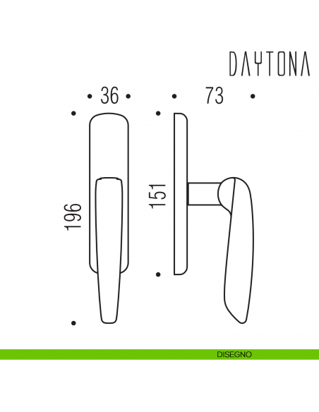 Maniglia per finestra cremonese Daytona Colombo Design disegno