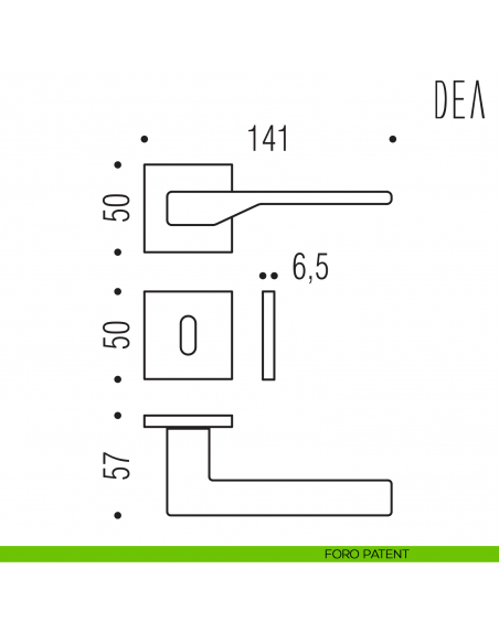 Maniglia per porta Dea Colombo Design Bassa foro patent