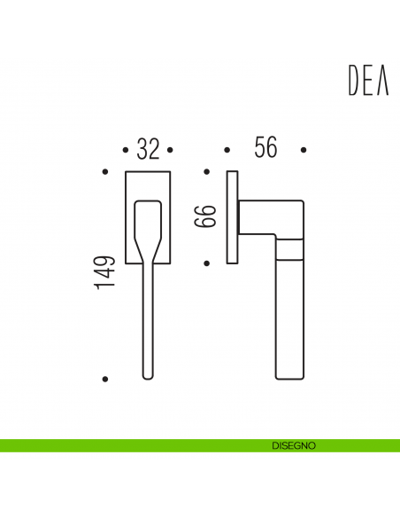 Maniglia per finestra martellina DK Dea Colombo Design bassa disegno