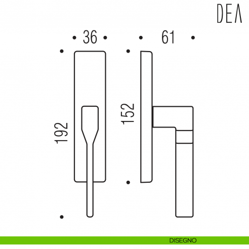 Maniglia per finestra cremonese Dea Colombo Design disegno