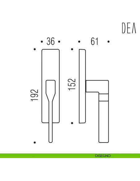 Maniglia per finestra cremonese Dea Colombo Design disegno