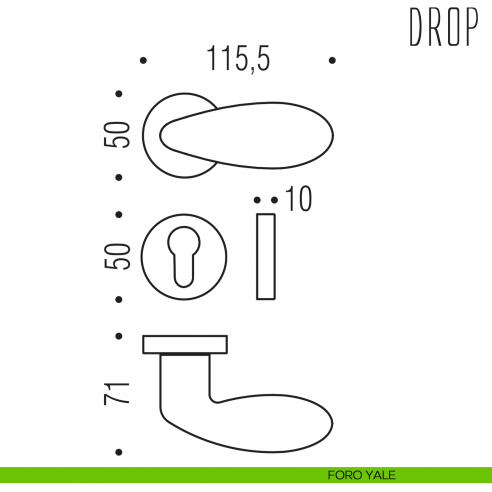 Maniglia per porta Drop Colombo Design foro yale