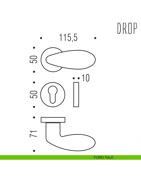 Maniglia per porta Drop Colombo Design foro yale