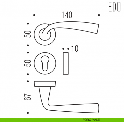 Maniglia per porta Edo Colombo Design foro yale