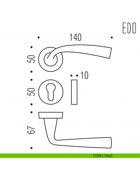 Maniglia per porta Edo Colombo Design foro yale