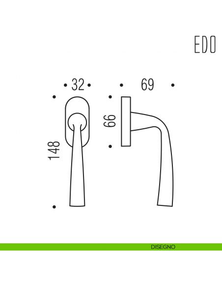 Maniglia per finestra martellina DK Edo Colombo Design disegno