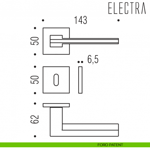 Maniglia per porta Electra Colombo Design bassa foro patent