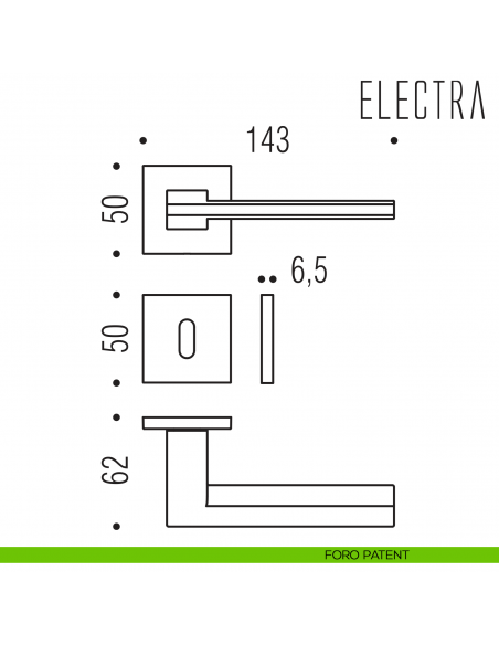 Maniglia per porta Electra Colombo Design bassa foro patent