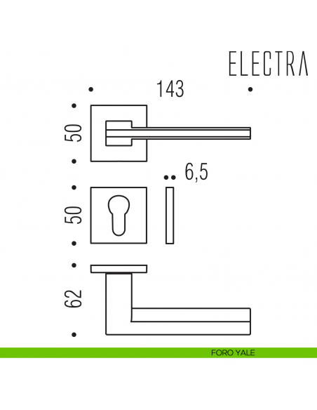 Maniglia per porta Electra Colombo Design bassa foro yale