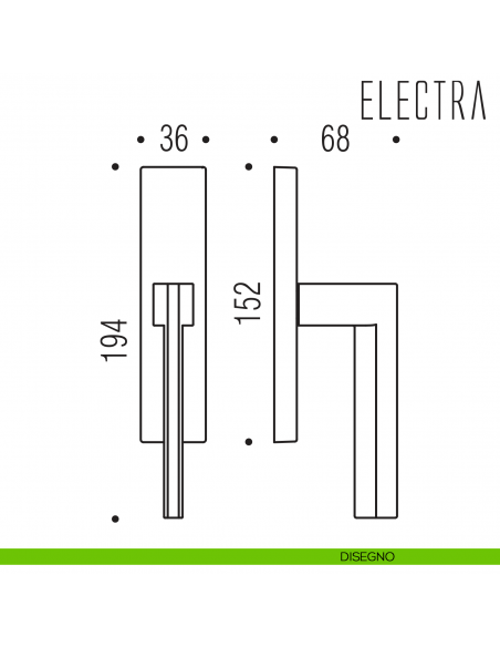 Maniglia per finestra cremonese Electra Colombo Design disegno