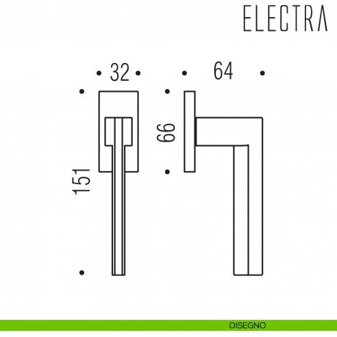 Maniglia per finestra martellina DK Electra Colombo Design bassa disegno