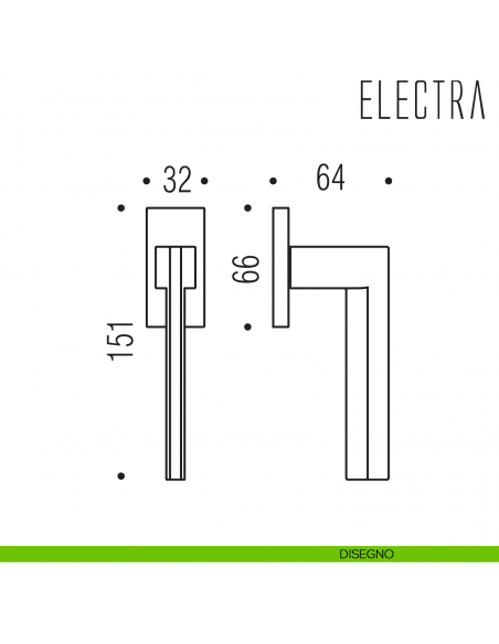 Maniglia per finestra martellina DK Electra Colombo Design bassa disegno