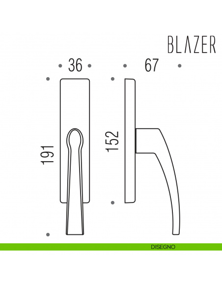 Maniglia per finestra cremonese Blazer Colombo Design disegno