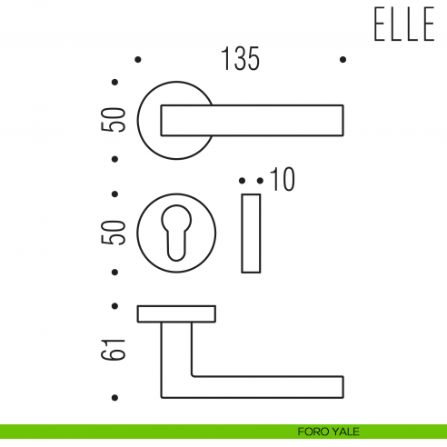 Maniglia per porta Elle Colombo Design foro yale