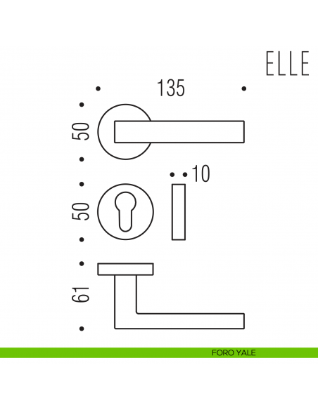 Maniglia per porta Elle Colombo Design foro yale