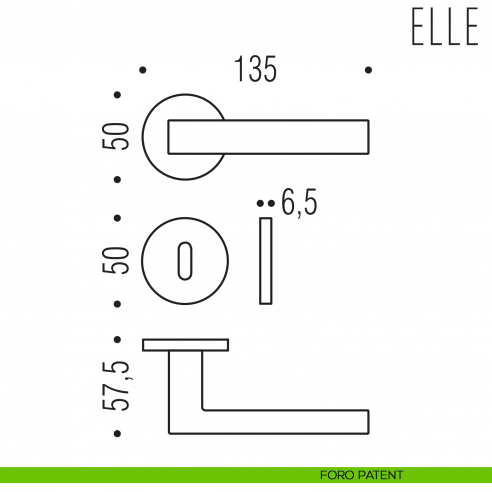Maniglia per porta Elle Colombo Design bassa foro patent