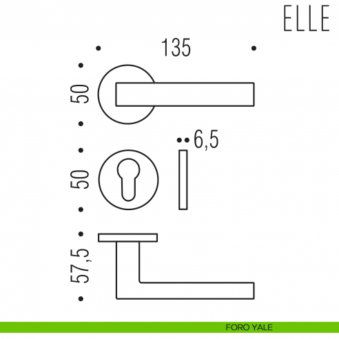 Maniglia per porta Elle Colombo Design bassa foro yale