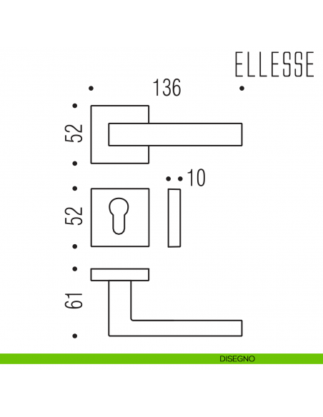Maniglia per porta Ellesse Colombo Design foro yale