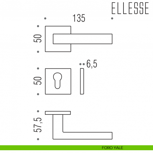 Maniglia per porta Ellesse Colombo Design bassa foro yale