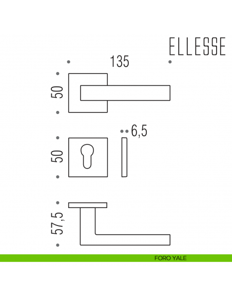 Maniglia per porta Ellesse Colombo Design bassa foro yale