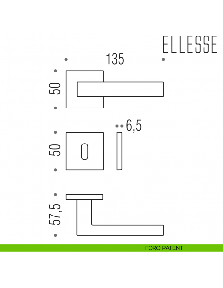 Maniglia per porta Ellesse Colombo Design bassa foro patent