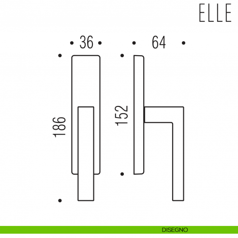 Maniglia per finestra cremonese Elle Colombo Design disegno