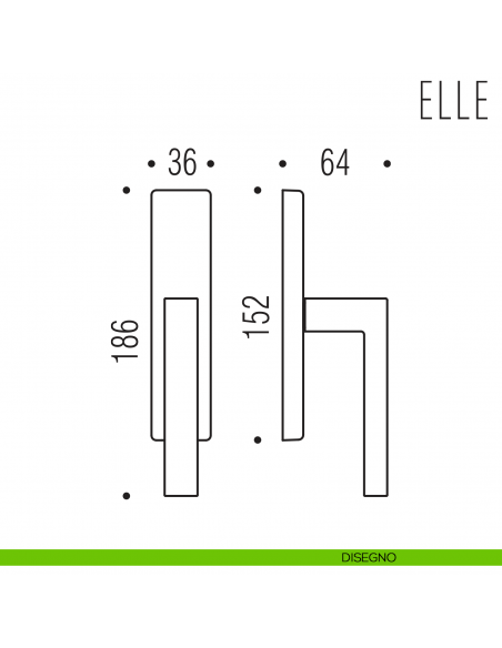 Maniglia per finestra cremonese Elle Colombo Design disegno