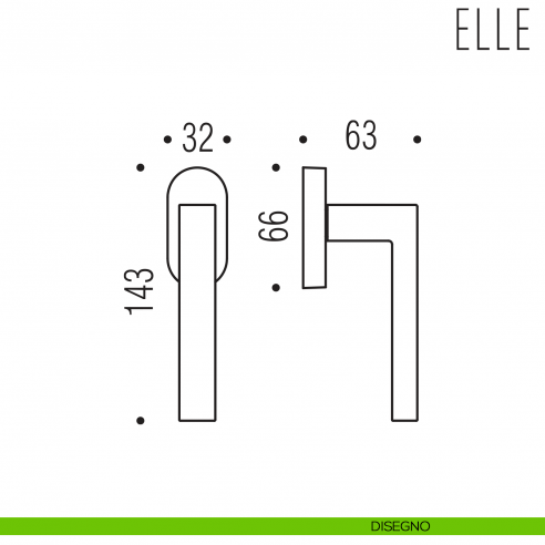 Maniglia per finestra martellina DK Elle Colombo Design disegno