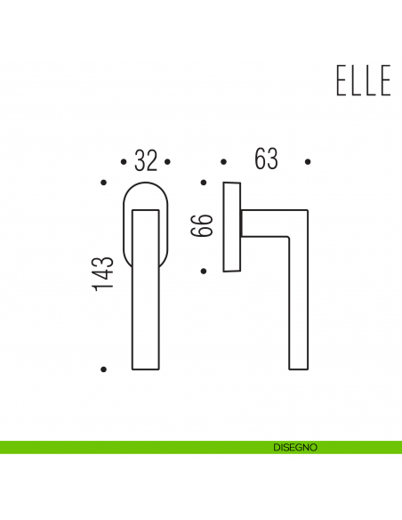 Maniglia per finestra martellina DK Elle Colombo Design disegno