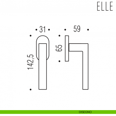 Maniglia per finestra martellina DK Elle Colombo Design bassa disegno