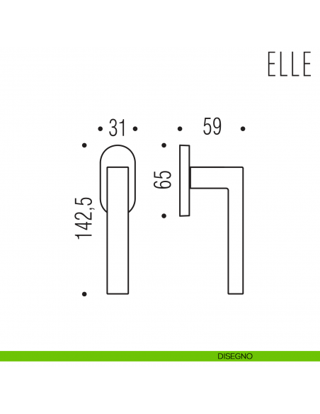 Maniglia per finestra martellina DK Elle Colombo Design bassa disegno