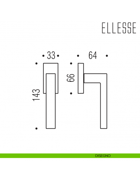 Maniglia per finestra martellina DK Ellesse Colombo Design disegno
