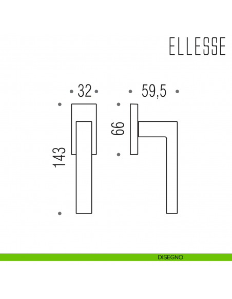 Maniglia per finestra martellina DK Ellesse Colombo Design bassa disegno