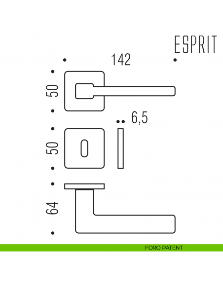 Maniglia per porta Esprit Colombo Design bassa foro patent