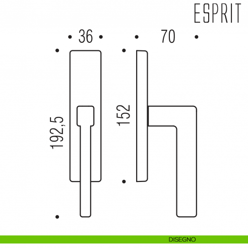 Maniglia per finestra cremonese Esprit Colombo Design disegno
