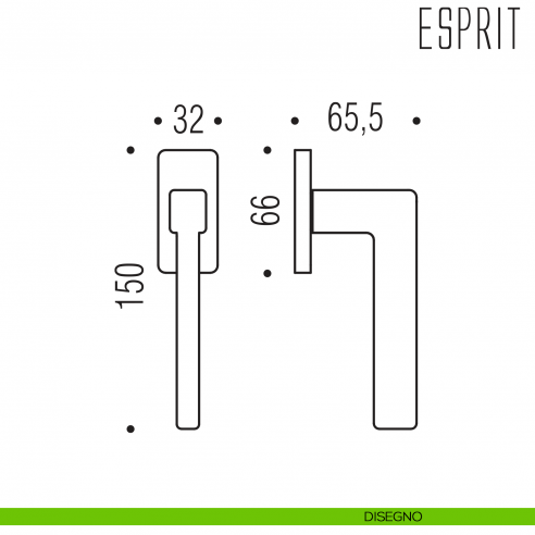 Maniglia per finestra martellina DK Esprit Colombo Design bassa disegno