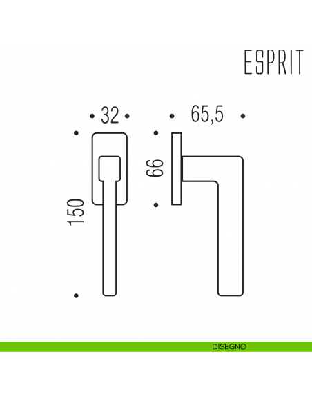 Maniglia per finestra martellina DK Esprit Colombo Design bassa disegno