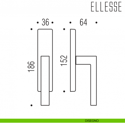 Maniglia per finestra cremonese Ellesse Colombo Design disegno