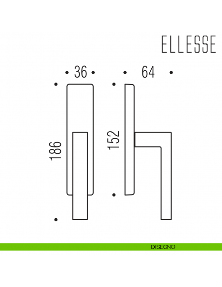 Maniglia per finestra cremonese Ellesse Colombo Design disegno