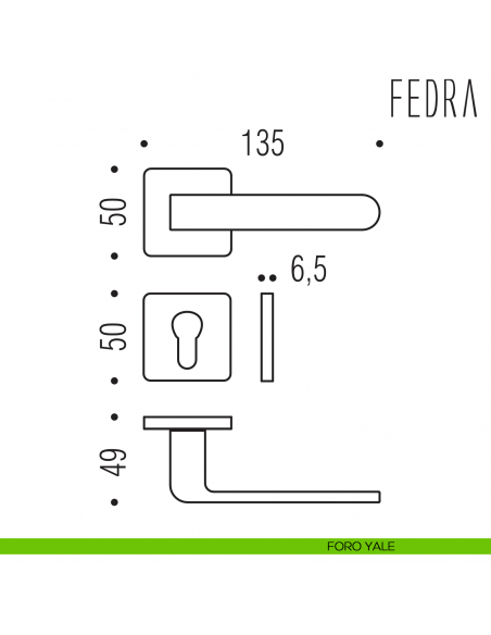 Maniglia per porta Fedra Colombo Design foro yale