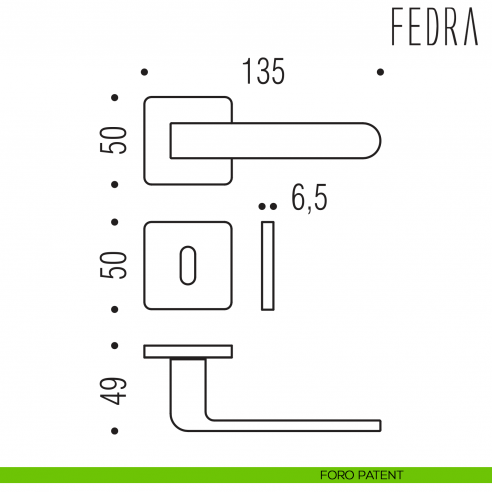 Maniglia per porta Fedra Colombo Design foro patent