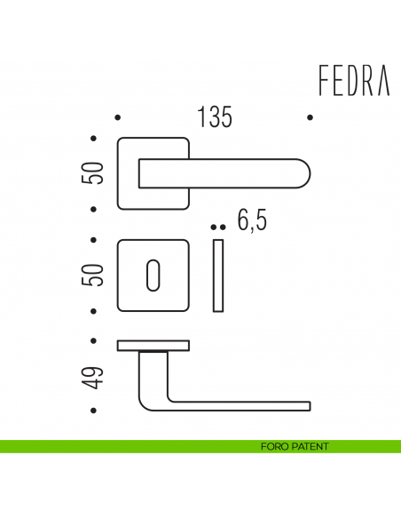 Maniglia per porta Fedra Colombo Design foro patent