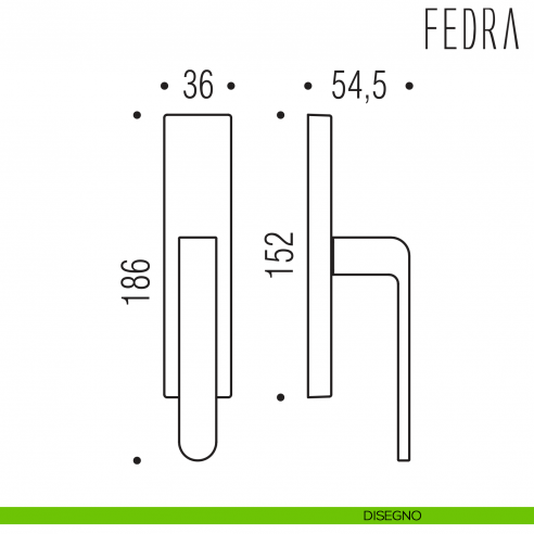 Maniglia per finestra cremonese Fedra Colombo Design disegno