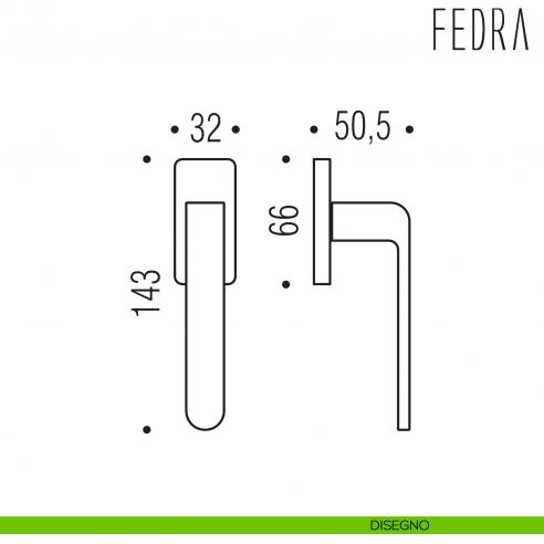 Maniglia per finestra martellina DK Fedra Colombo Design disegno